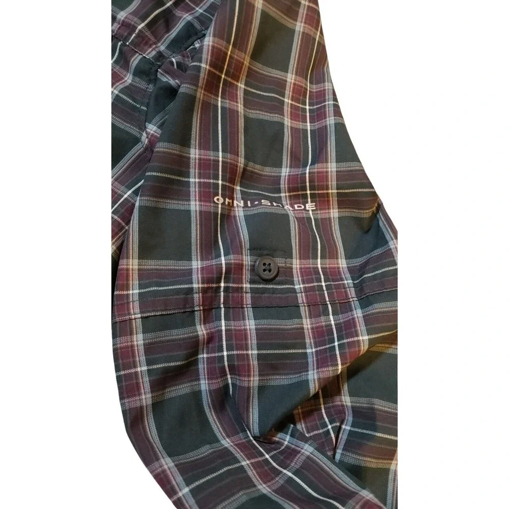 Columbia Omni-Shade Plaid Long Sleeve Shirt M Roll Tab Sleeves Outdoos Hiking‎